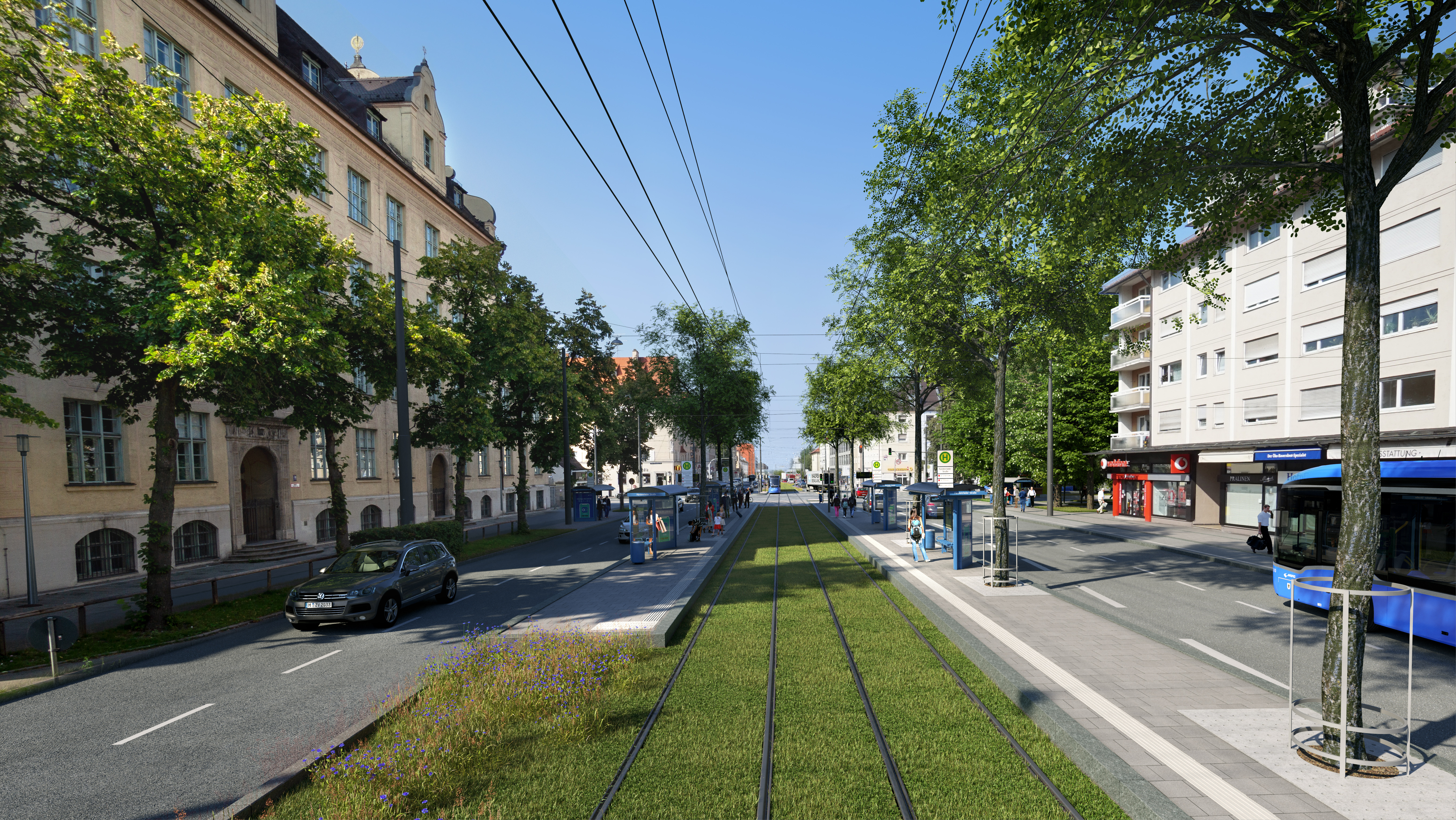 Visualisierung Fürstenrieder Straße in Richtung Laimer Bahnhof